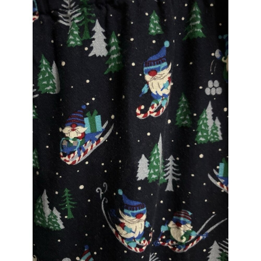 Lands End M Blue Gnome Ski Snow Flannel Pajama PJ Pants Pockets - Picture 3 of 7